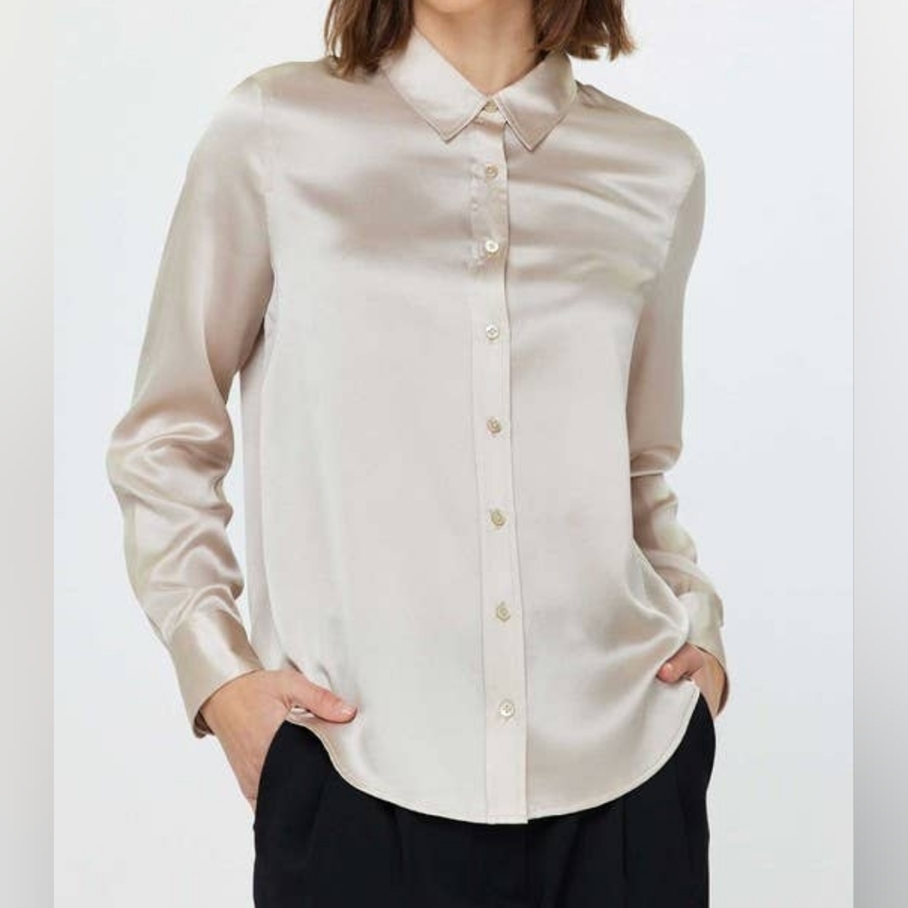 Current Air 100% Silk Blouses Color Champagne Size L